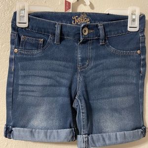 Justice dark wash girl shorts